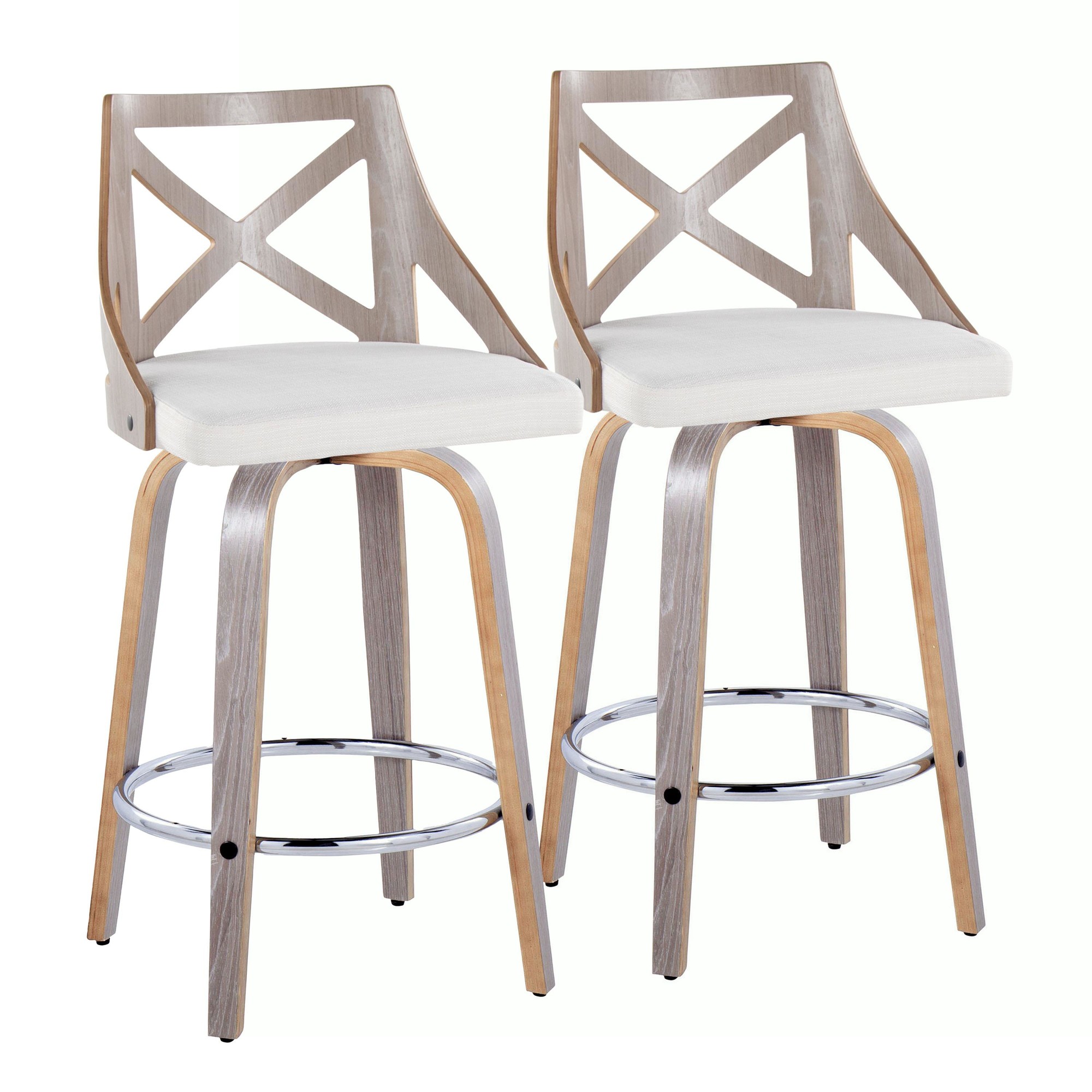 Charlotte 26 Farmhouse Swivel Counter Stools Light Grey (Set of 2) 5 Charlotte 26 Farmhouse Swivel Counter Stools Light Grey (Set of 2) - Image 5
