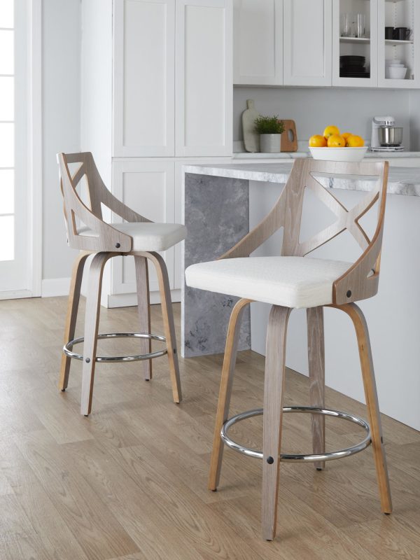 Charlotte 26 Farmhouse Swivel Counter Stools Light Grey Set of 2