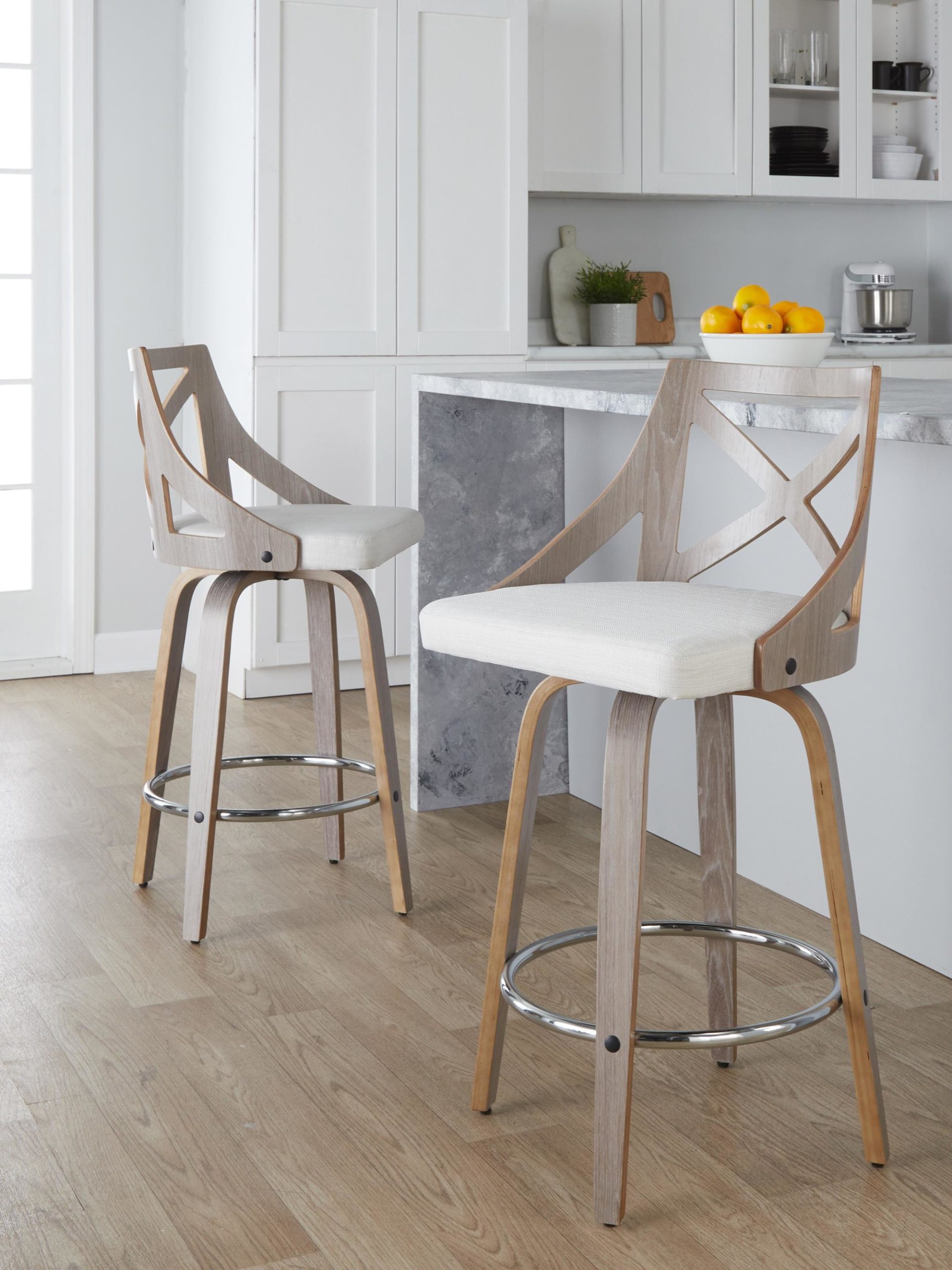 Charlotte 26 Farmhouse Swivel Counter Stools Light Grey (Set of 2) 1 Charlotte 26 Farmhouse Swivel Counter Stools Light Grey (Set of 2)