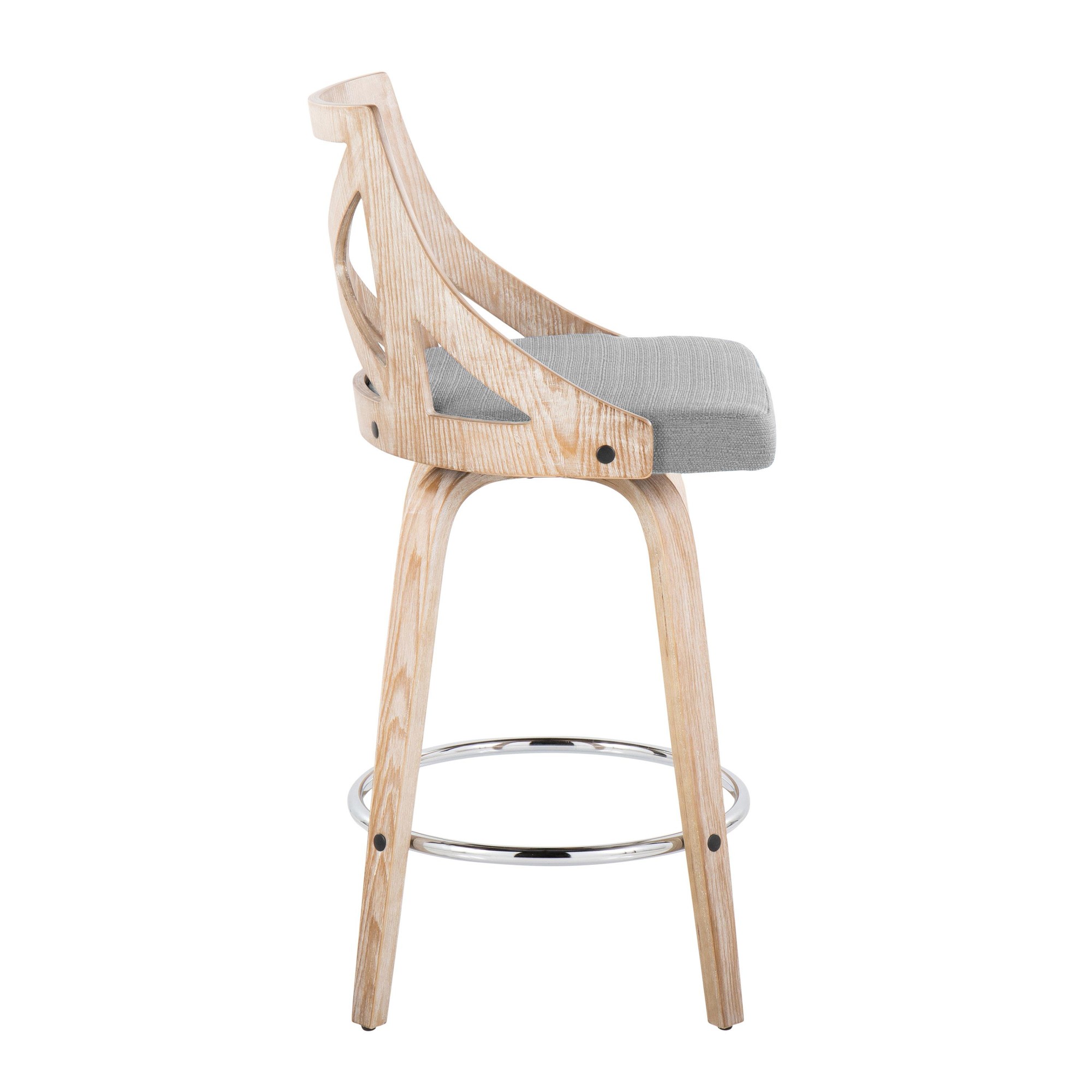 Charlotte 26-Inch Farmhouse Swivel Counter Stools White Washed (Set of 2) 4 Charlotte 26-Inch Farmhouse Swivel Counter Stools White Washed (Set of 2) - Image 4