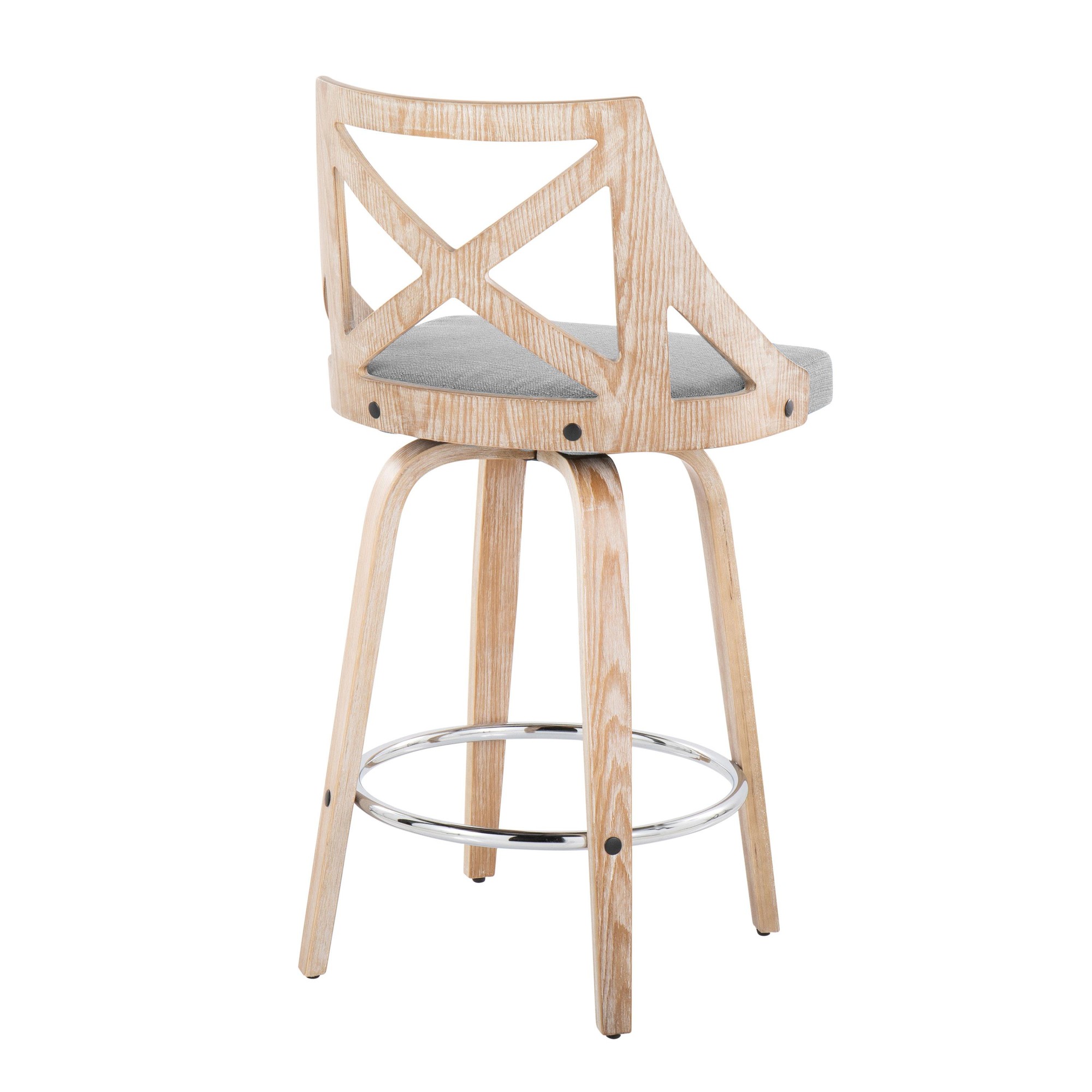 Charlotte 26-Inch Farmhouse Swivel Counter Stools White Washed (Set of 2) 5 Charlotte 26-Inch Farmhouse Swivel Counter Stools White Washed (Set of 2) - Image 5