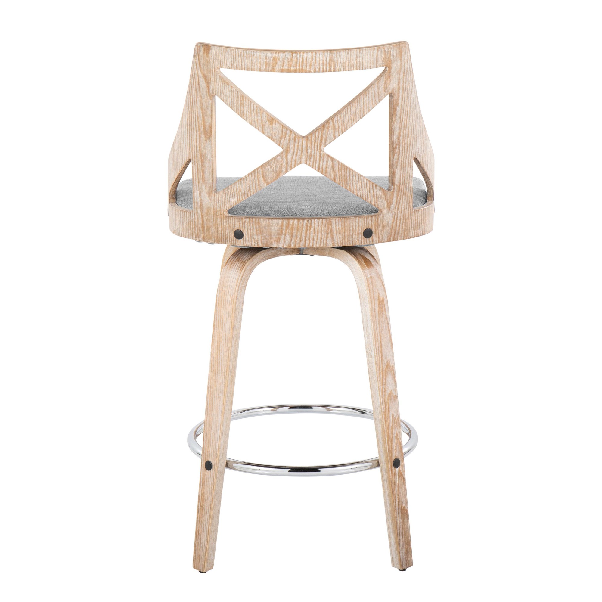 Charlotte 26-Inch Farmhouse Swivel Counter Stools White Washed (Set of 2) 6 Charlotte 26-Inch Farmhouse Swivel Counter Stools White Washed (Set of 2) - Image 6