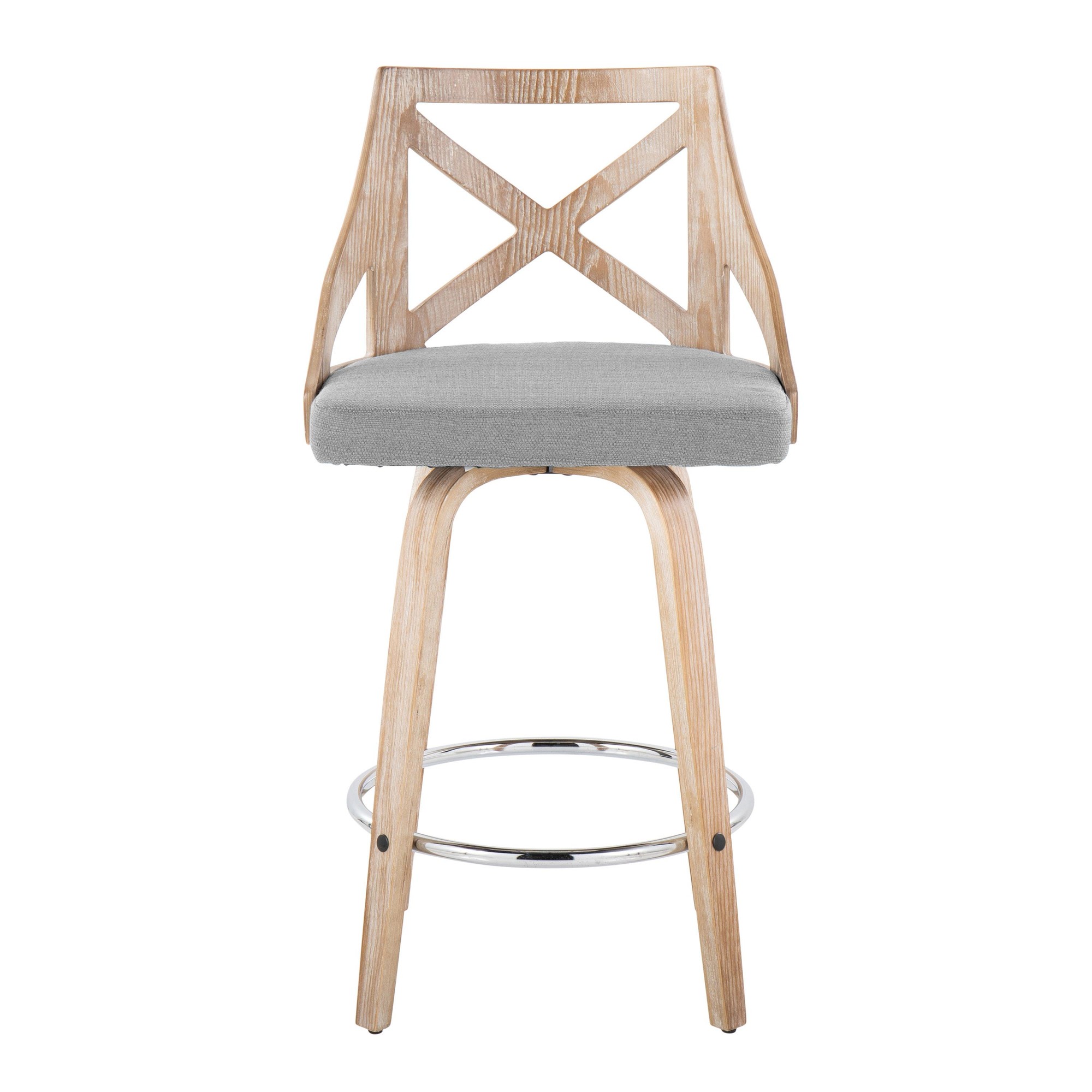 Charlotte 26-Inch Farmhouse Swivel Counter Stools White Washed (Set of 2) 7 Charlotte 26-Inch Farmhouse Swivel Counter Stools White Washed (Set of 2) - Image 7