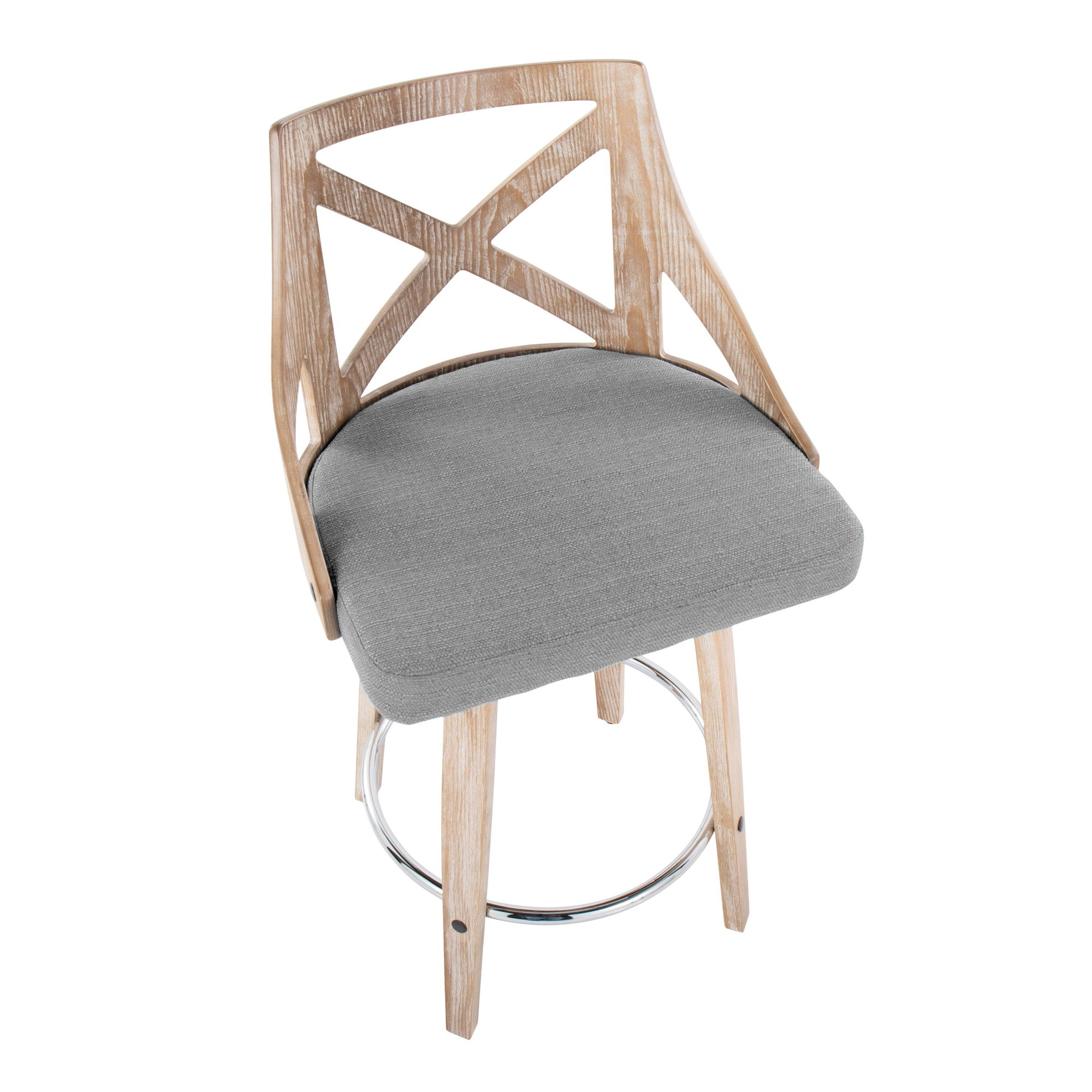 Charlotte 26-Inch Farmhouse Swivel Counter Stools White Washed (Set of 2) 8 Charlotte 26-Inch Farmhouse Swivel Counter Stools White Washed (Set of 2) - Image 8