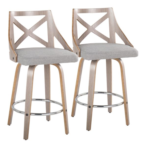 Charlotte 26 Inch Light Grey Farmhouse Swivel Counter Stools Set of 2 2