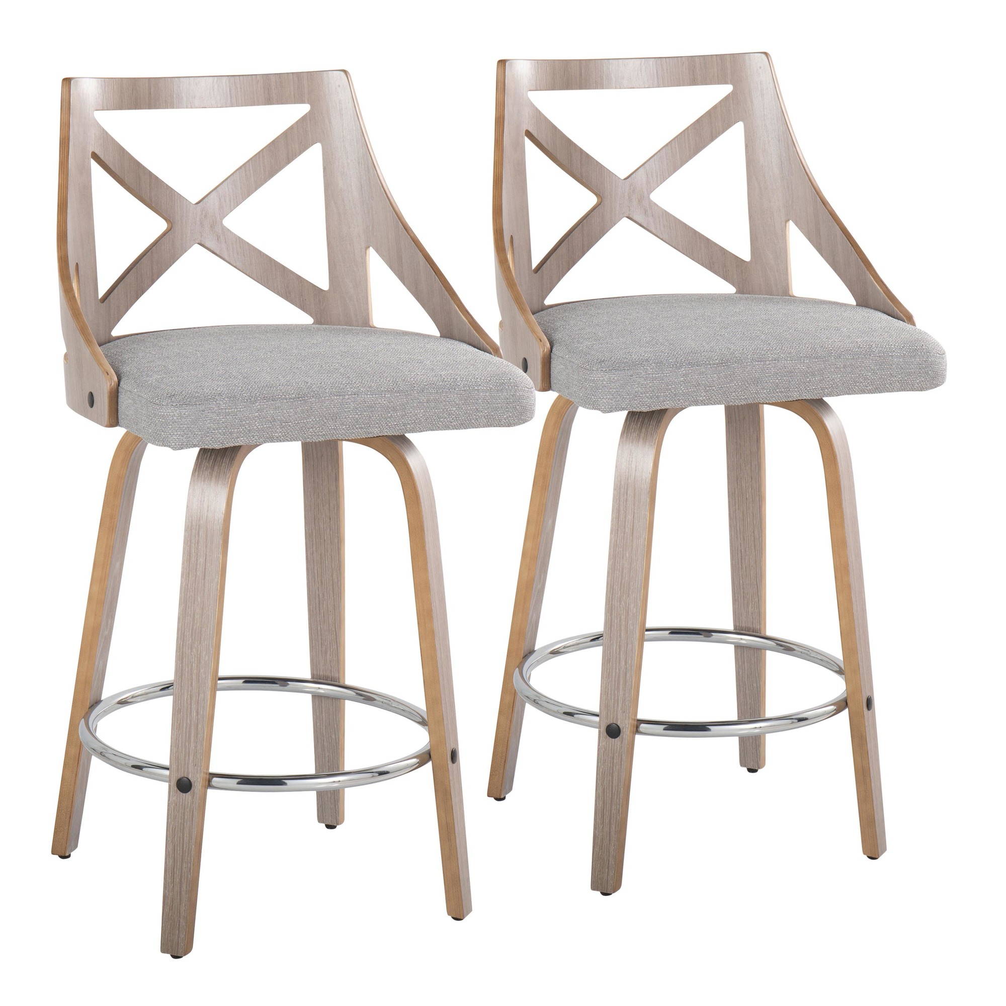 Charlotte 26-Inch Light Grey Farmhouse Swivel Counter Stools (Set of 2) 2 Charlotte 26-Inch Light Grey Farmhouse Swivel Counter Stools (Set of 2) - Image 2