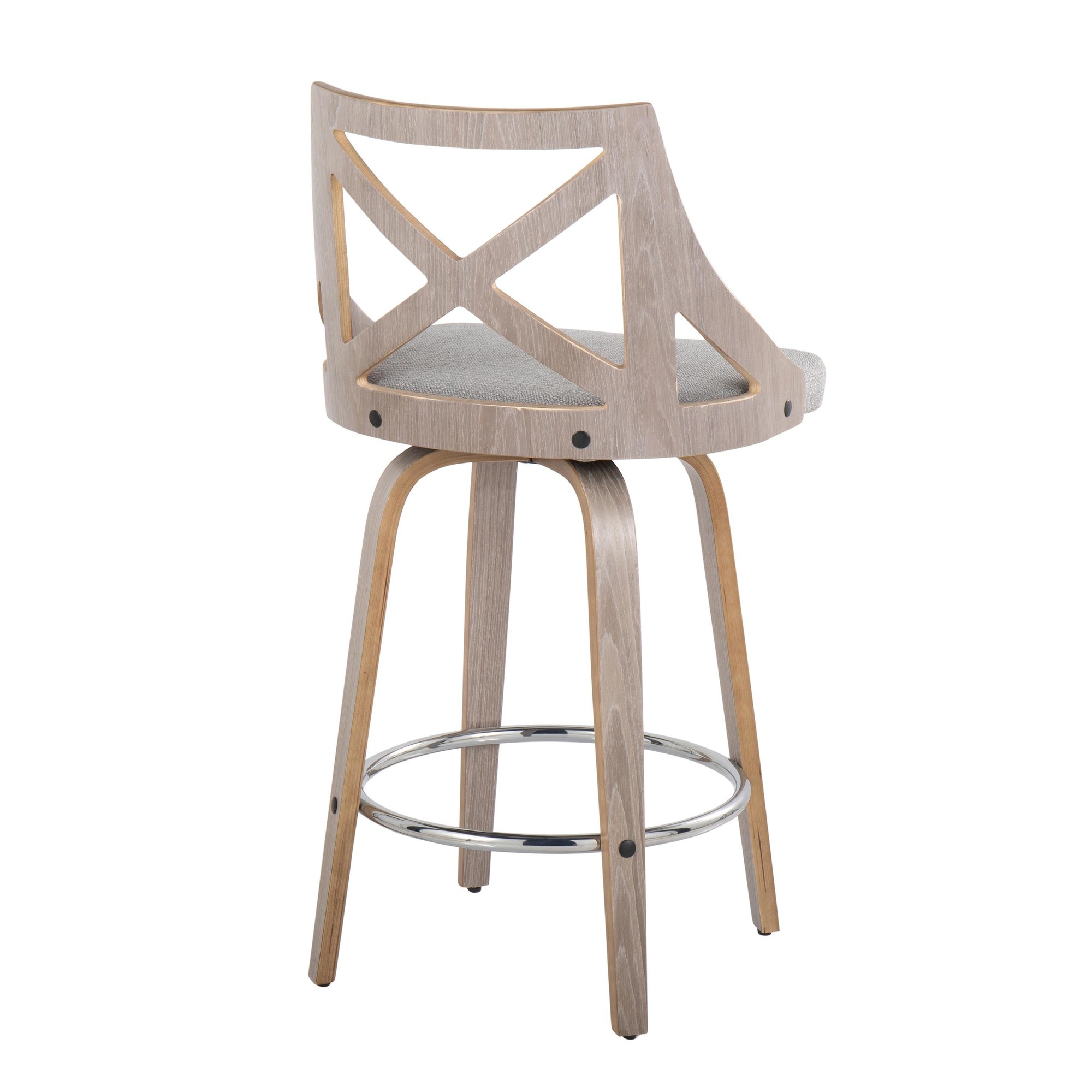 Charlotte 26-Inch Light Grey Farmhouse Swivel Counter Stools (Set of 2) 5 Charlotte 26-Inch Light Grey Farmhouse Swivel Counter Stools (Set of 2) - Image 5