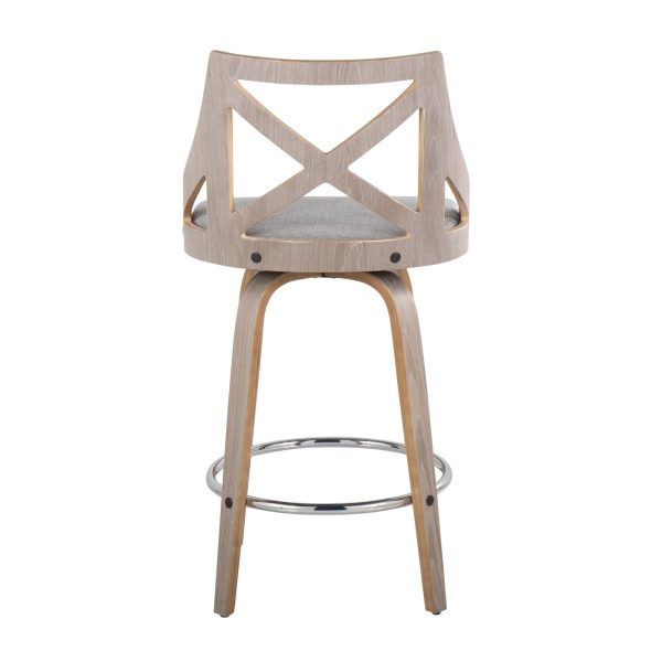 Charlotte 26 Inch Light Grey Farmhouse Swivel Counter Stools Set of 2 6