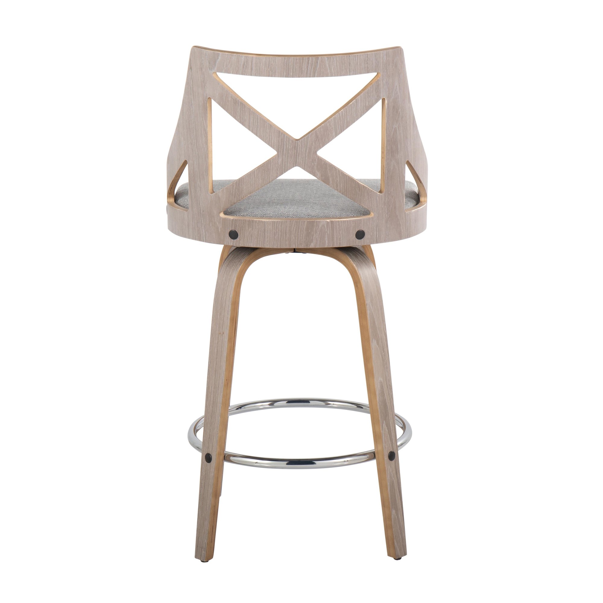 Charlotte 26-Inch Light Grey Farmhouse Swivel Counter Stools (Set of 2) 6 Charlotte 26-Inch Light Grey Farmhouse Swivel Counter Stools (Set of 2) - Image 6