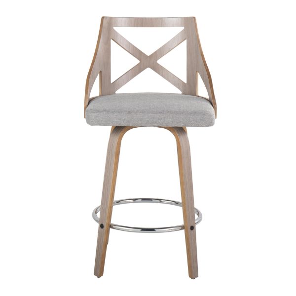 Charlotte 26 Inch Light Grey Farmhouse Swivel Counter Stools Set of 2 7