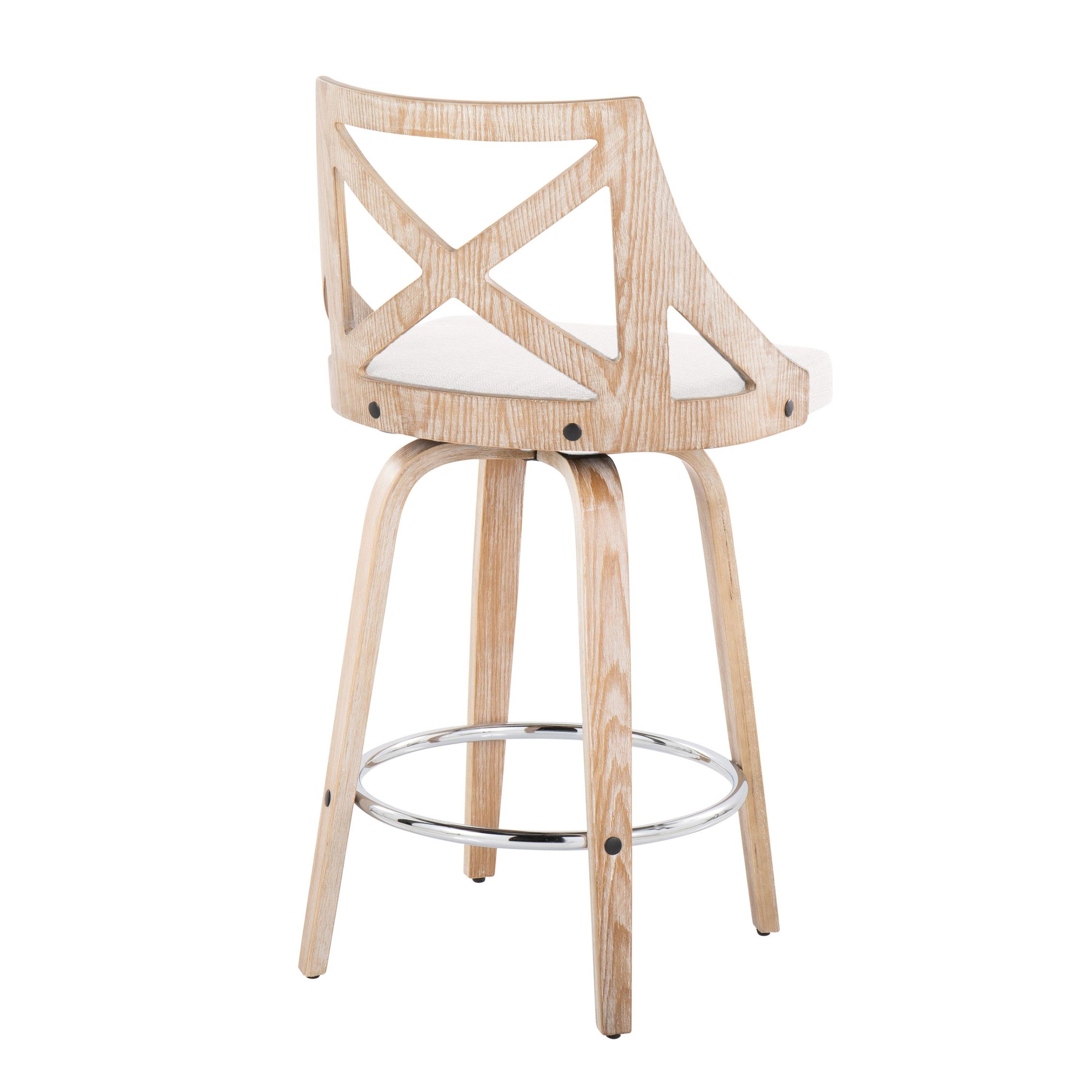 Charlotte 26-Inch White Washed Farmhouse Swivel Counter Stools (Set of 2) 5 Charlotte 26-Inch White Washed Farmhouse Swivel Counter Stools (Set of 2) - Image 5