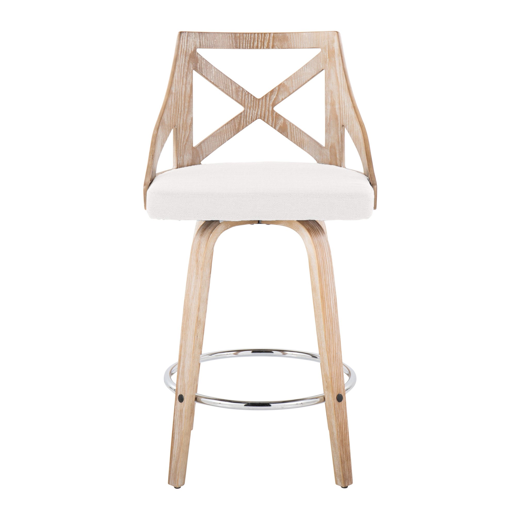 Charlotte 26-Inch White Washed Farmhouse Swivel Counter Stools (Set of 2) 7 Charlotte 26-Inch White Washed Farmhouse Swivel Counter Stools (Set of 2) - Image 7