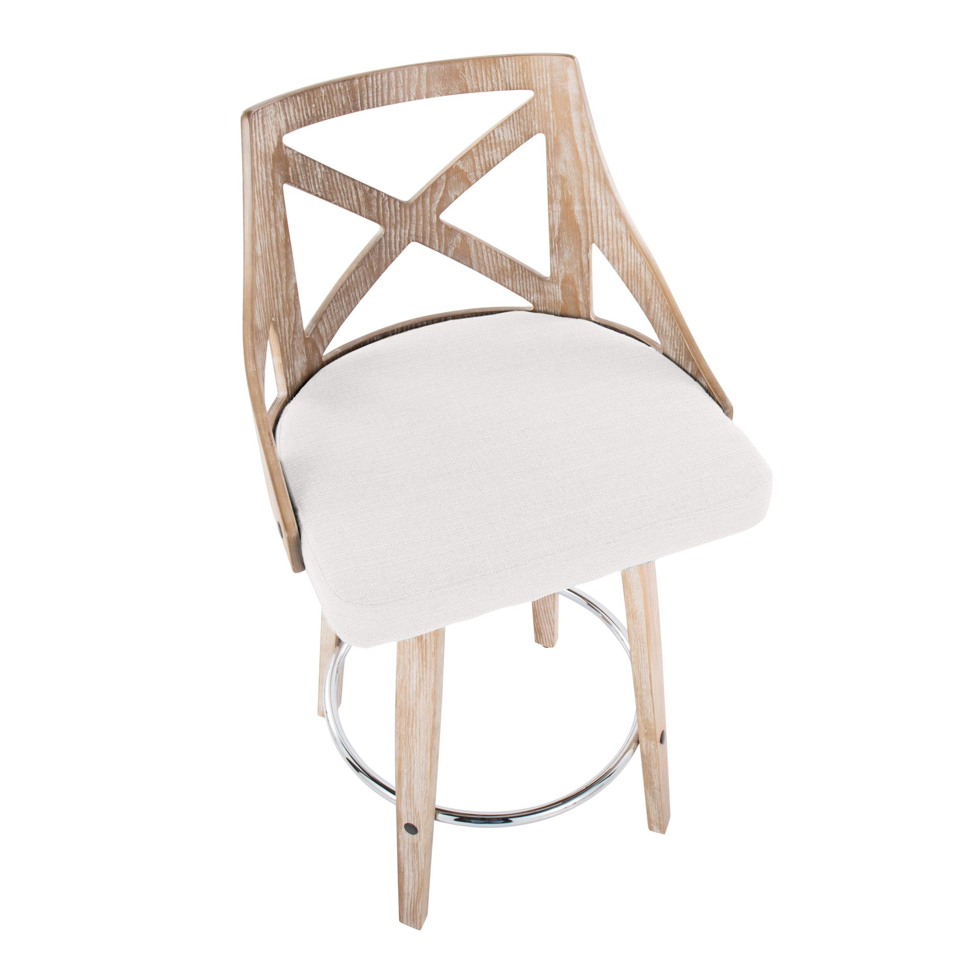 Charlotte 26-Inch White Washed Farmhouse Swivel Counter Stools (Set of 2) 8 Charlotte 26-Inch White Washed Farmhouse Swivel Counter Stools (Set of 2) - Image 8