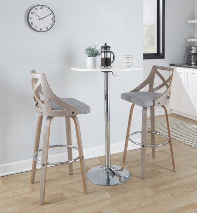 Charlotte 30 Farmhouse Light Grey Swivel Barstool (Set of 2)