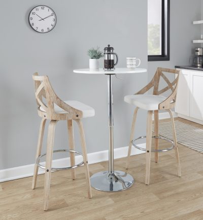 Charlotte 30 Farmhouse Swivel Barstool White Washed (Set of 2)