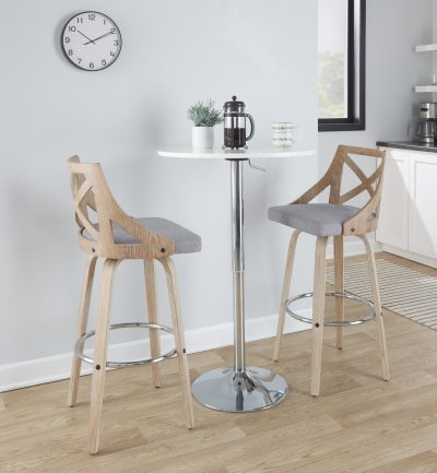 Charlotte 30 Farmhouse Swivel Barstool White Washed Wood (Set of 2)