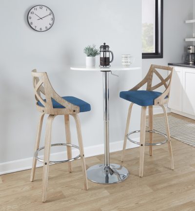 Charlotte 30 Farmhouse White Washed Wood Barstool (Set of 2)