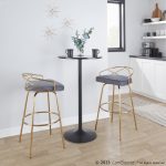 Charlotte 30 Glam Gold Grey Velvet Swivel Barstools (Set of 2)