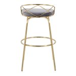Charlotte 30 Glam Gold Grey Velvet Swivel Barstools (Set of 2)