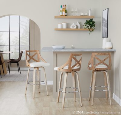 Charlotte 30 Whitewashed Farmhouse Swivel Barstool (Set of 2)