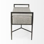 Charlotte 55.0L Gray Herringbone Fabric Seat w/ Antique Nickel Metal Frame Bench