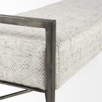 Charlotte 55.0L Gray Herringbone Fabric Seat w/ Antique Nickel Metal Frame Bench