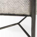 Charlotte 55.0L Gray Herringbone Fabric Seat w/ Antique Nickel Metal Frame Bench