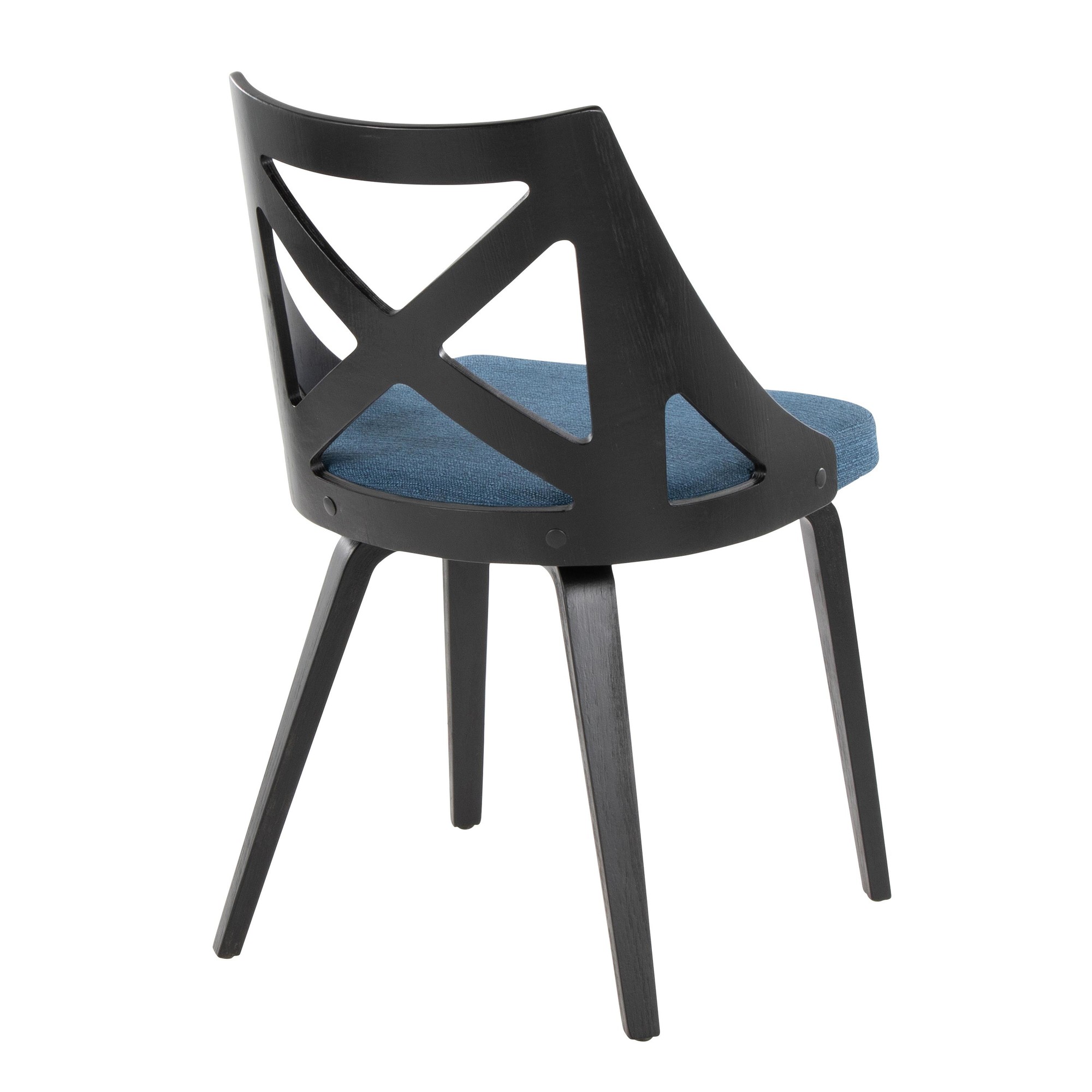 Charlotte Black Wood Blue Fabric Farmhouse Chairs (Set of 2) 5 Charlotte Black Wood Blue Fabric Farmhouse Chairs (Set of 2) - Image 5