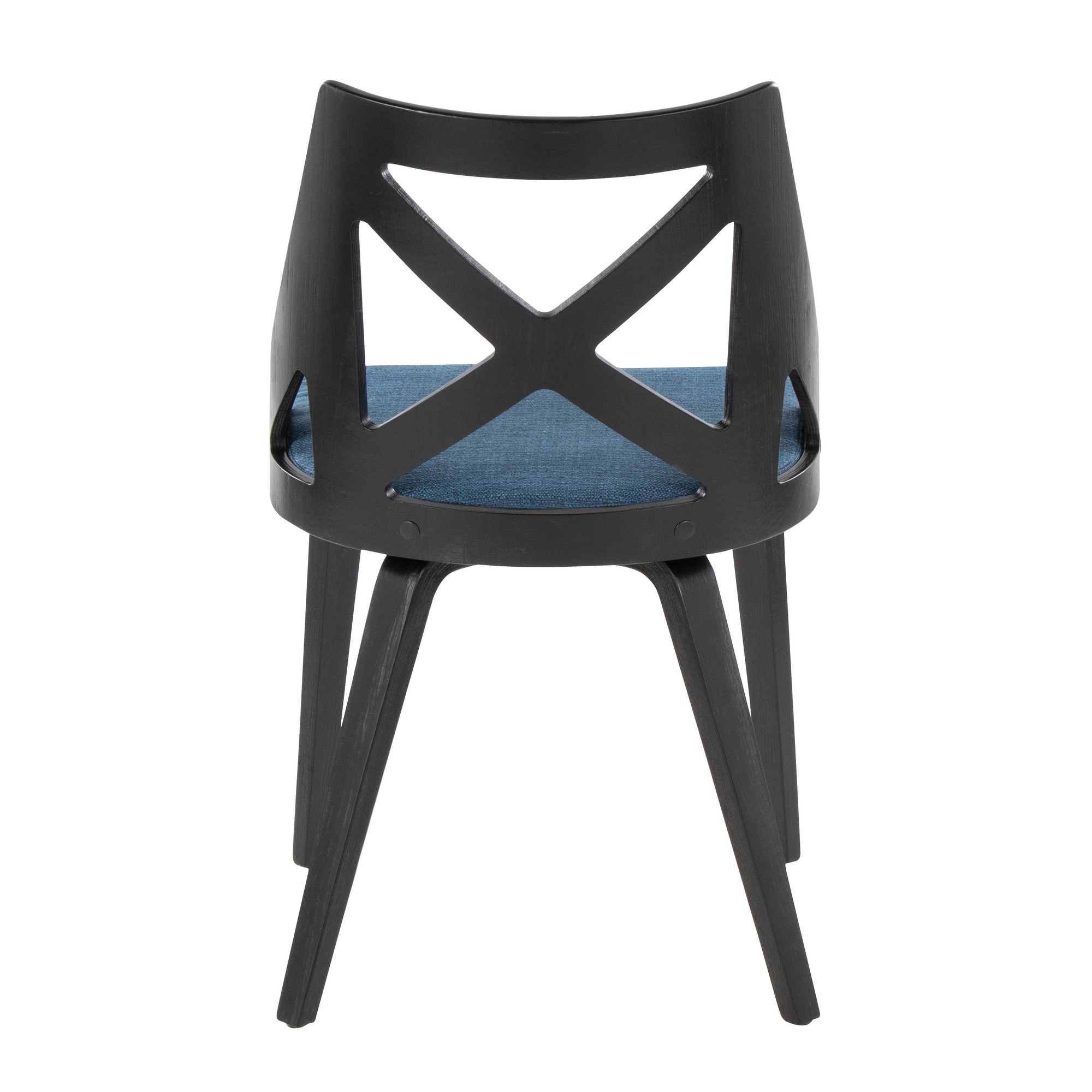 Charlotte Black Wood Blue Fabric Farmhouse Chairs (Set of 2) 6 Charlotte Black Wood Blue Fabric Farmhouse Chairs (Set of 2) - Image 6