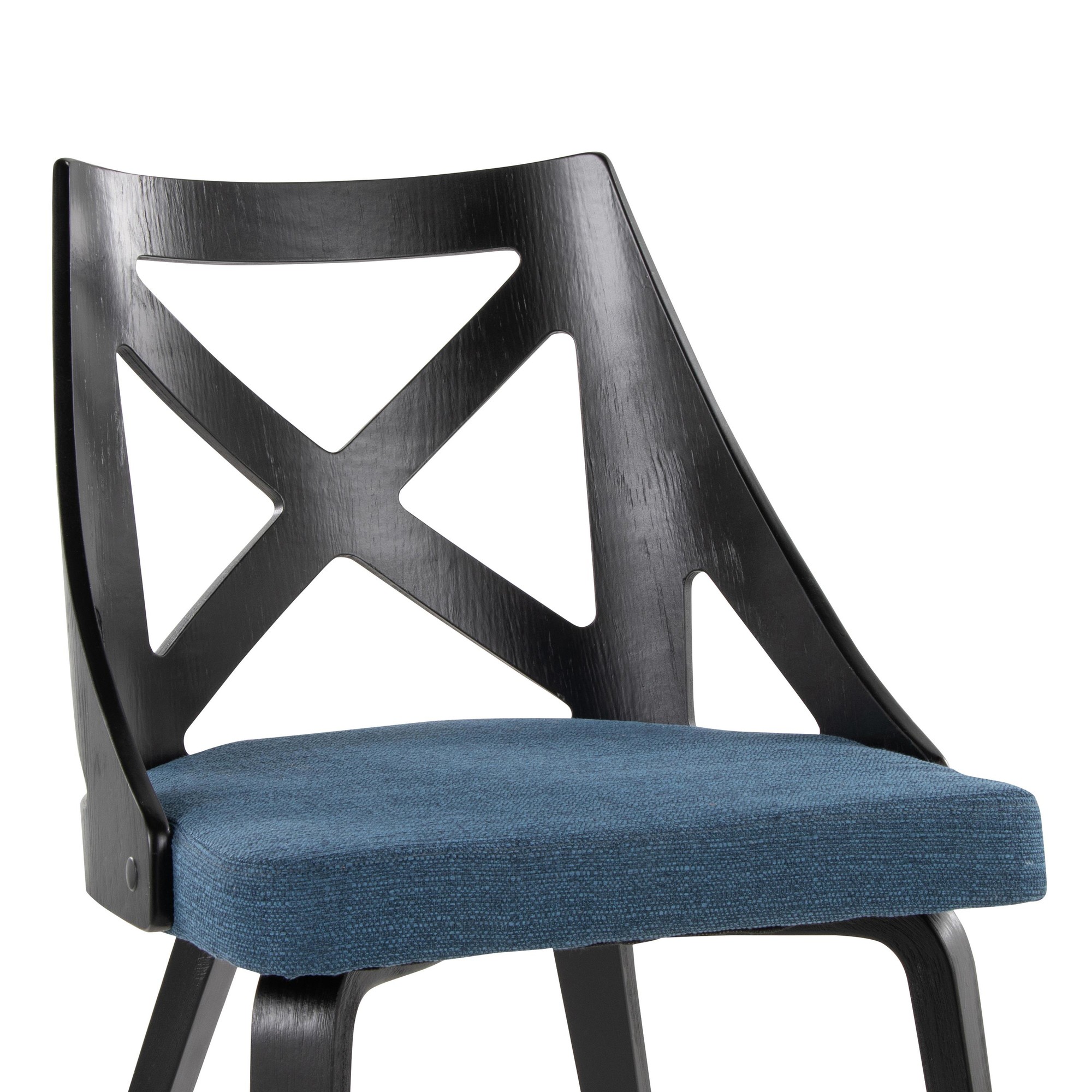 Charlotte Black Wood Blue Fabric Farmhouse Chairs (Set of 2) 8 Charlotte Black Wood Blue Fabric Farmhouse Chairs (Set of 2) - Image 8