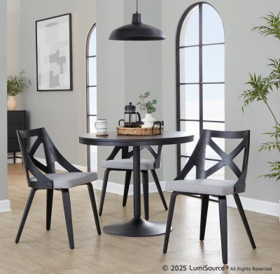 Charlotte Black Wood Light Grey Farmhouse Chairs (Set of 2)