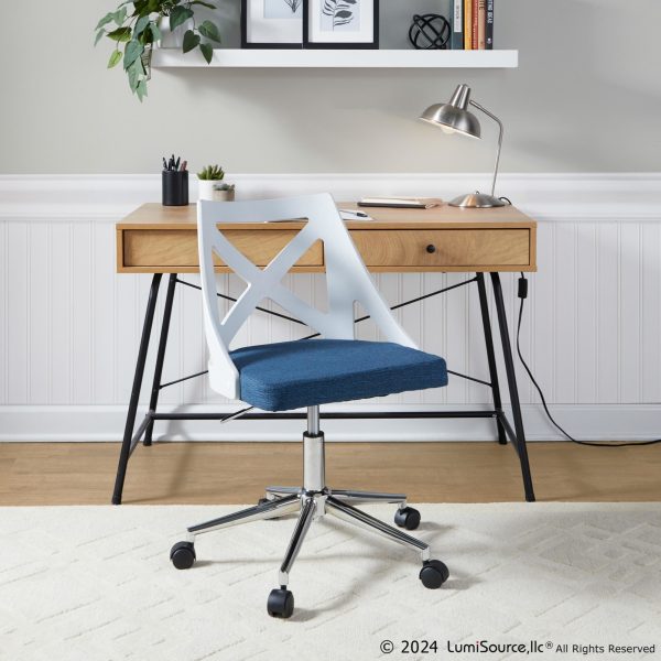 Charlotte Blue Farmhouse Fabric Swivel Office Chair 1