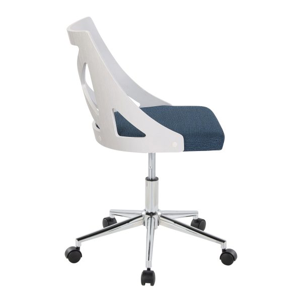 Charlotte Blue Farmhouse Fabric Swivel Office Chair 3