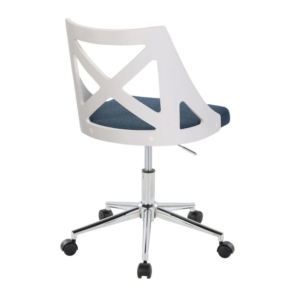 Charlotte Blue Farmhouse Fabric Swivel Office Chair 4