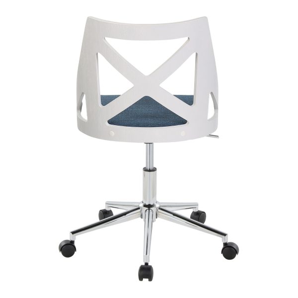 Charlotte Blue Farmhouse Fabric Swivel Office Chair 5