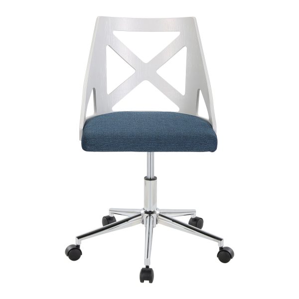 Charlotte Blue Farmhouse Fabric Swivel Office Chair 6