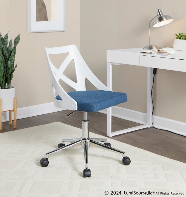 Charlotte Blue Farmhouse Fabric Swivel Office Chair