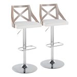 Charlotte Farmhouse Adjustable Swivel Barstool Cream Fabric (Set of 2) 15 Charlotte Farmhouse Adjustable Swivel Barstool Cream Fabric (Set of 2)