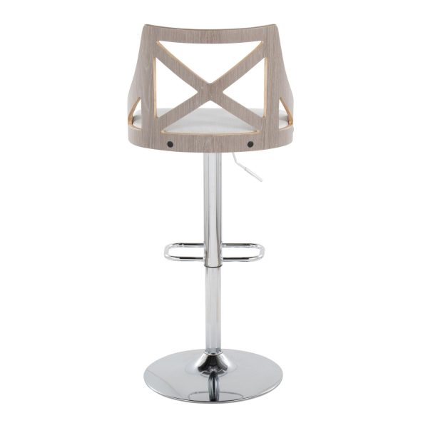 Charlotte Farmhouse Adjustable Swivel Barstool Cream Fabric Set of 2 8