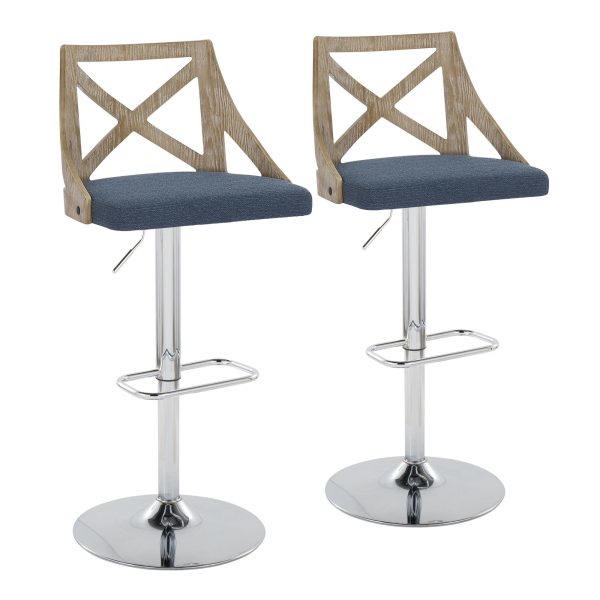 Charlotte Farmhouse Blue Adjustable Swivel Barstools Set of 2 2