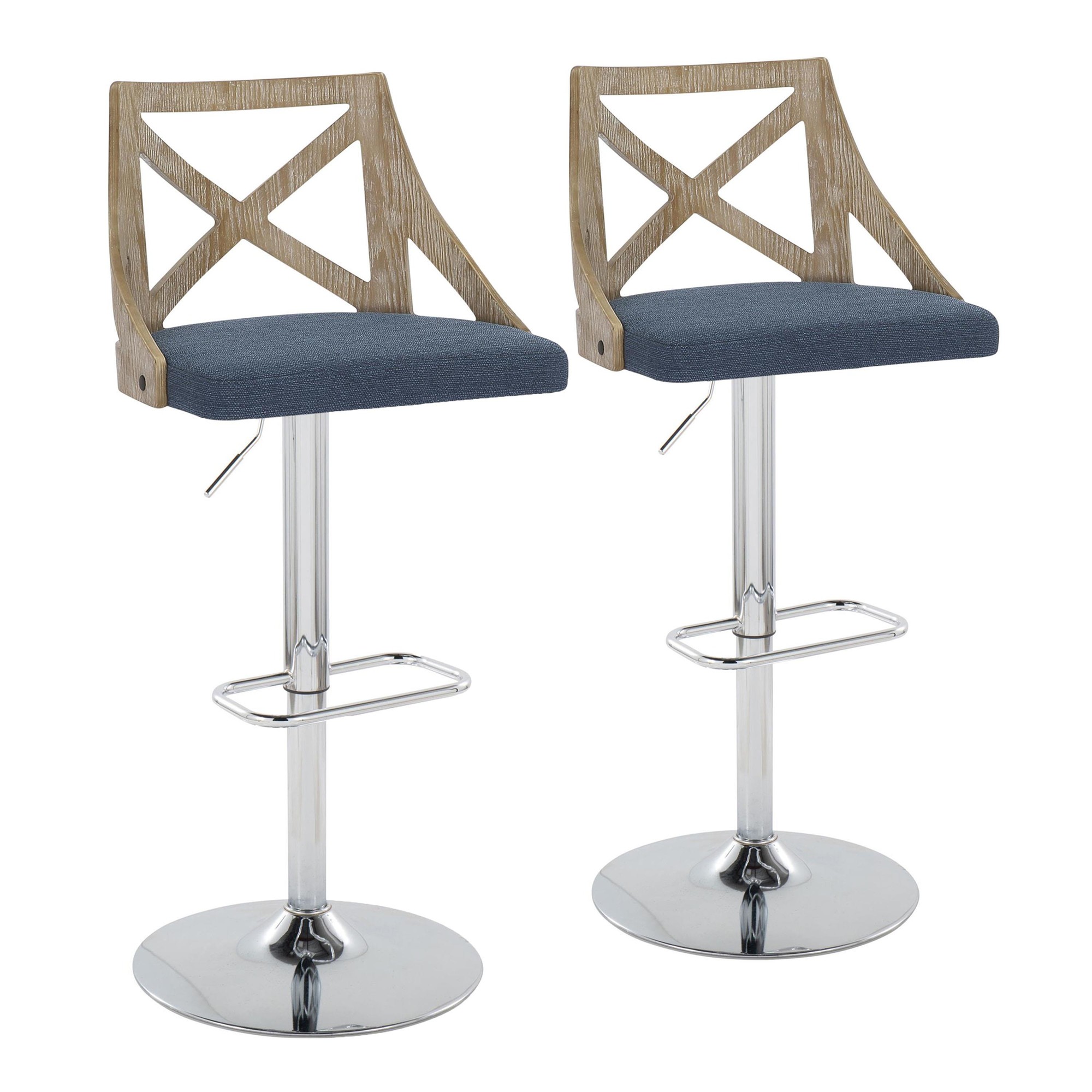 Charlotte Farmhouse Blue Adjustable Swivel Barstools (Set of 2) 3 Charlotte Farmhouse Blue Adjustable Swivel Barstools (Set of 2) - Image 3