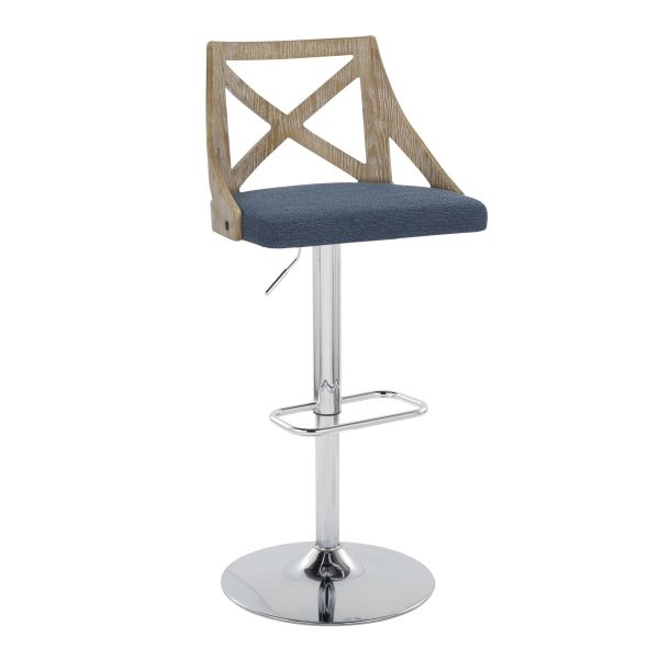 Charlotte Farmhouse Blue Adjustable Swivel Barstools Set of 2 3