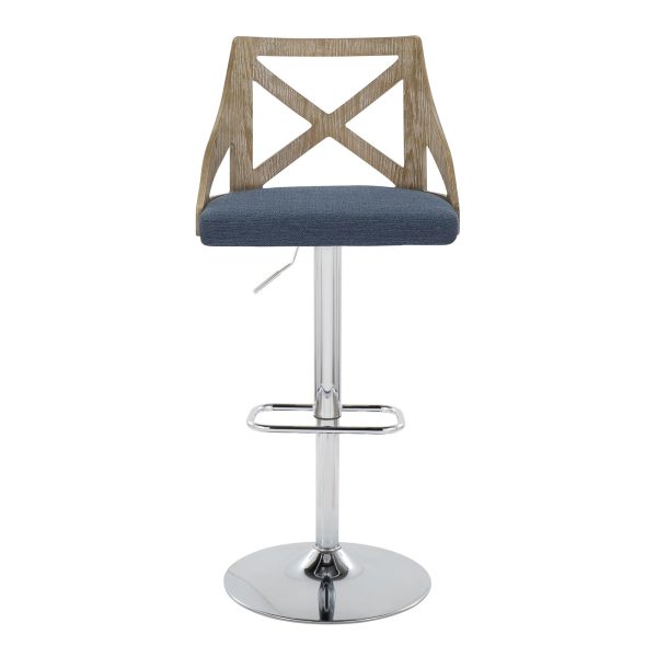 Charlotte Farmhouse Blue Adjustable Swivel Barstools Set of 2 7