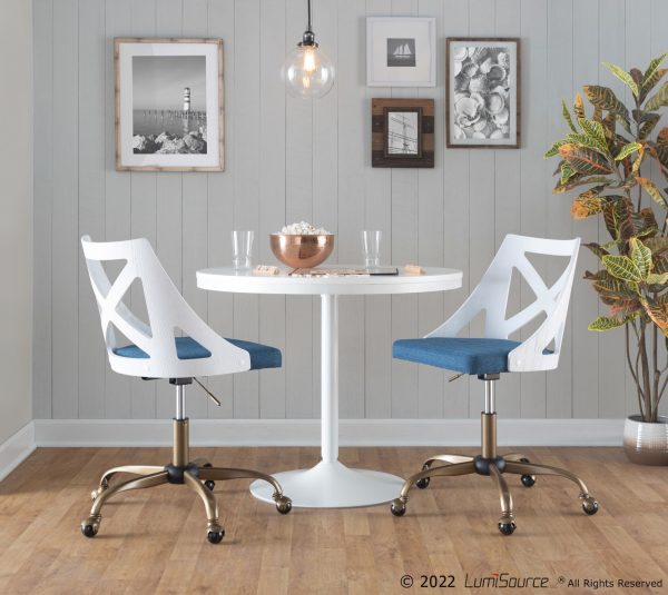 Charlotte Farmhouse Blue Fabric Task Chair