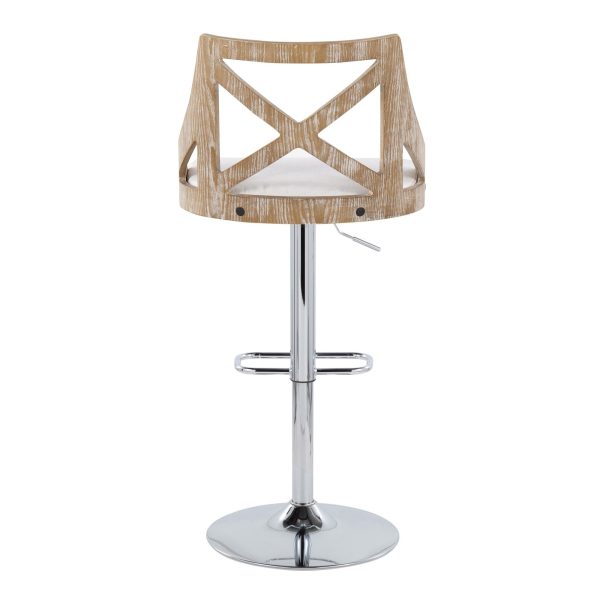 Charlotte Farmhouse Cream Swivel Adjustable Barstools Set of 2 6