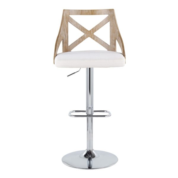 Charlotte Farmhouse Cream Swivel Adjustable Barstools Set of 2 7
