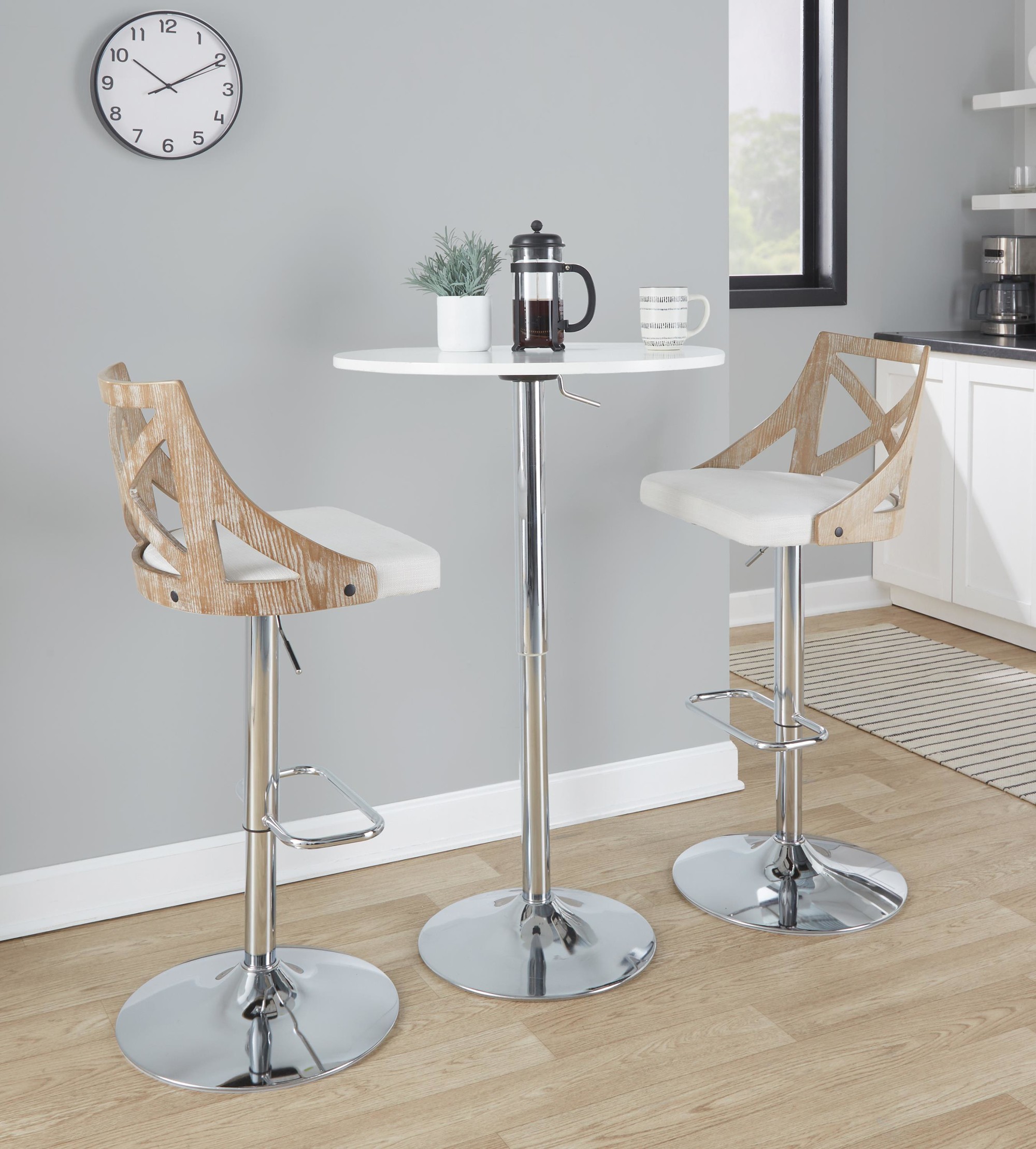 Charlotte Farmhouse Cream Swivel Adjustable Barstools (Set of 2) 1 Charlotte Farmhouse Cream Swivel Adjustable Barstools (Set of 2)