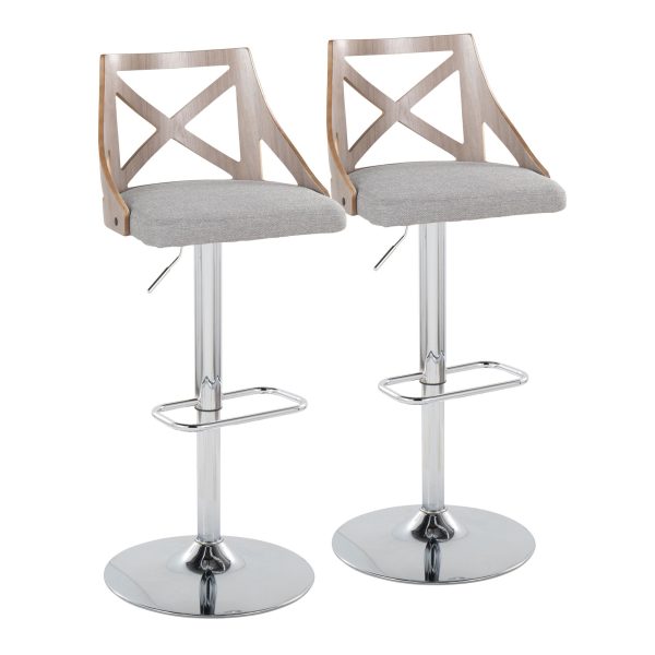 Charlotte Farmhouse Grey Adjustable Swivel Barstools Set of 2 2