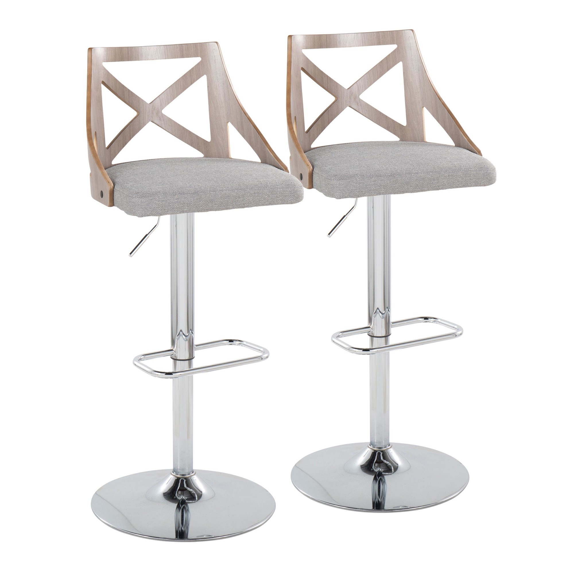 Charlotte Farmhouse Grey Adjustable Swivel Barstools (Set of 2) 3 Charlotte Farmhouse Grey Adjustable Swivel Barstools (Set of 2) - Image 3