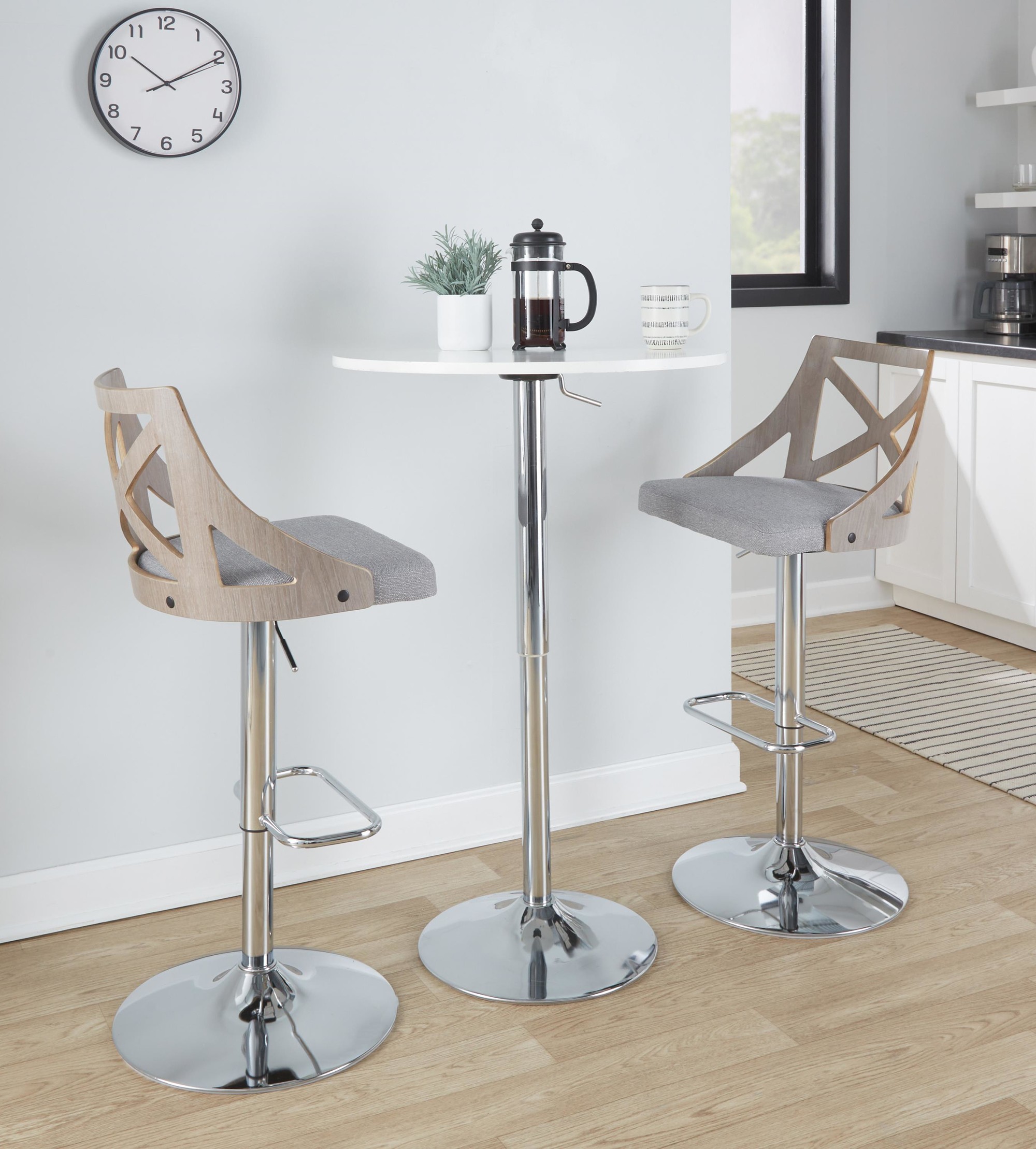 Charlotte Farmhouse Grey Adjustable Swivel Barstools (Set of 2) 1 Charlotte Farmhouse Grey Adjustable Swivel Barstools (Set of 2)
